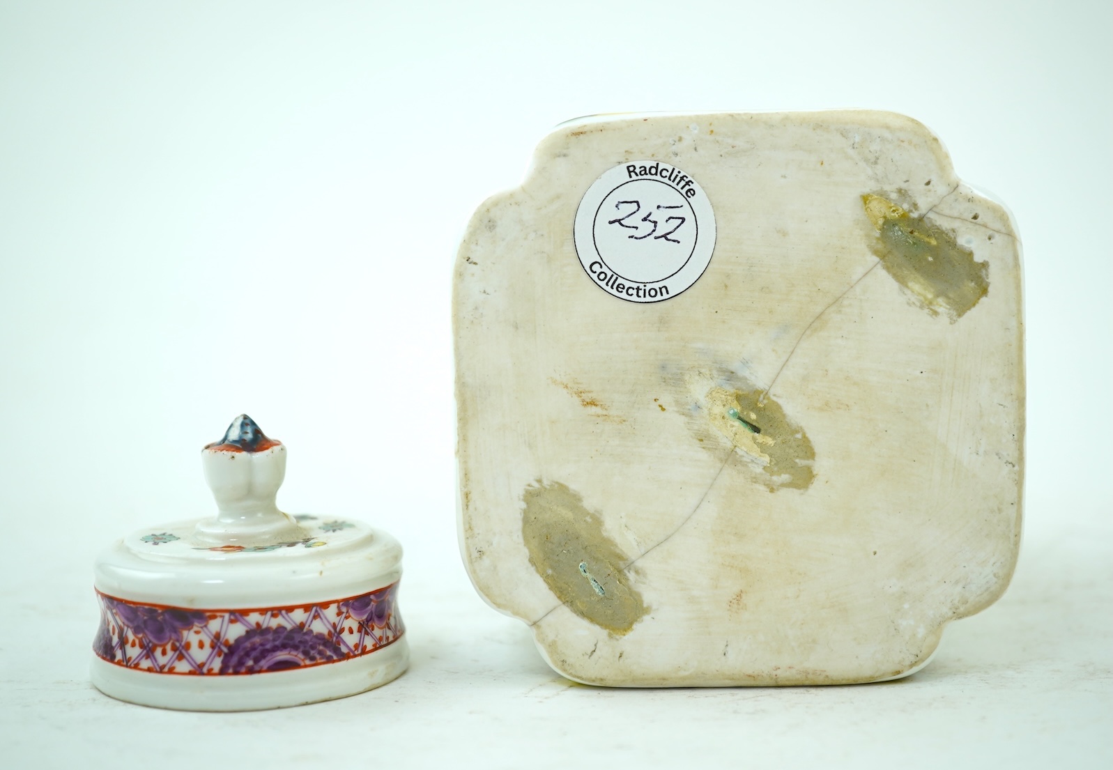 A Meissen polychrome tea caddy and cover, c.1760